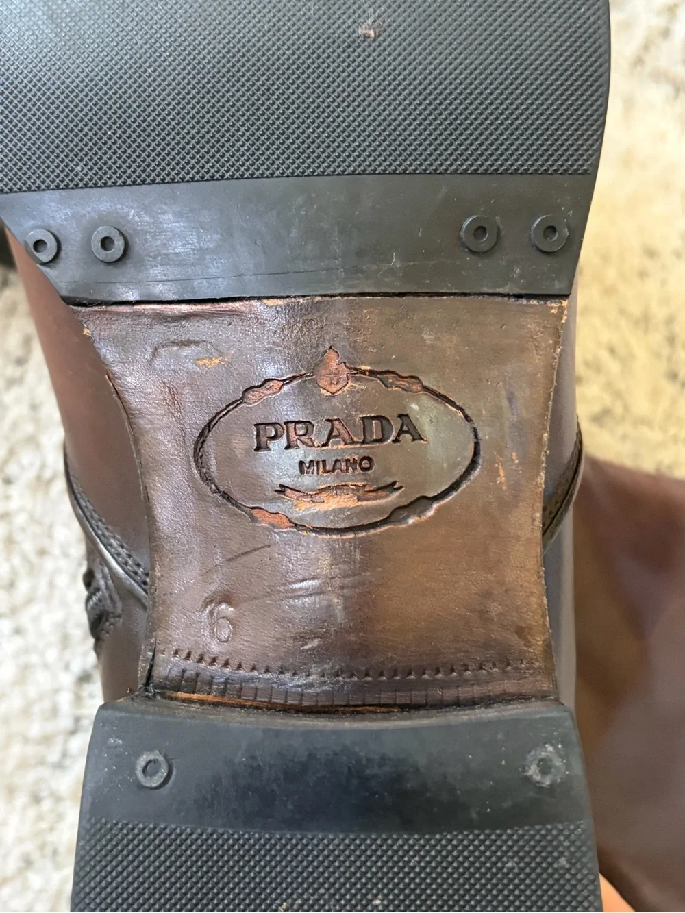 Vintage Prada Brown Leather Zip-Front Boots Men’s Size 9 EUC Made in Italy - Picture 10 of 13